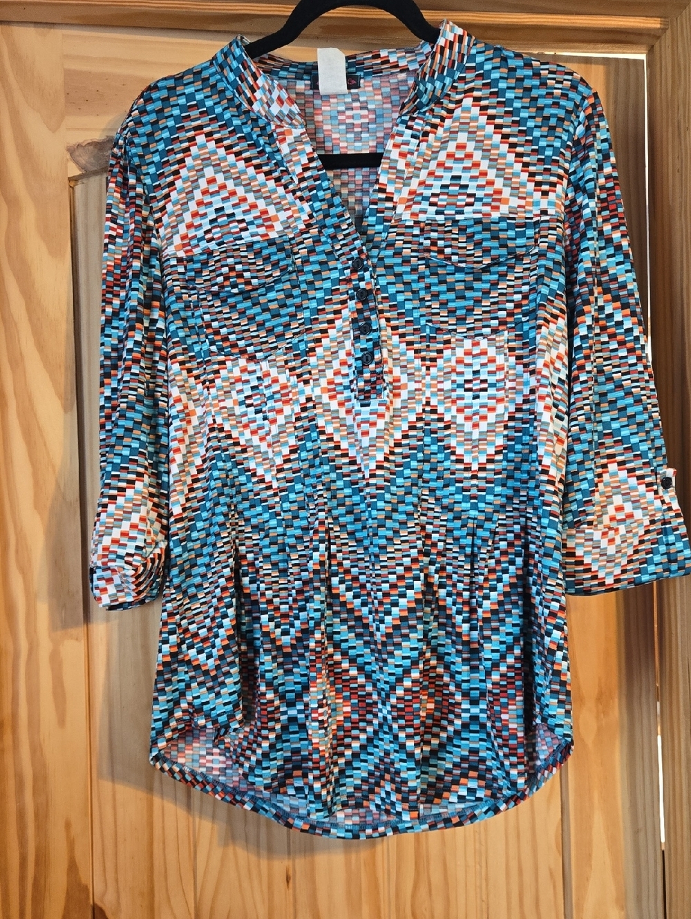 Cocomo Blue & Brown Geometric Print Tunic